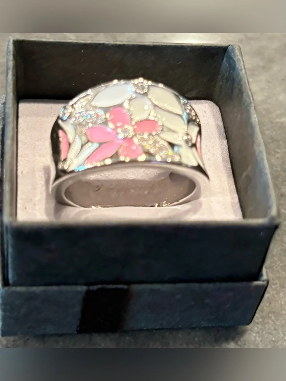 Unique Silver Enamel Statement Ring